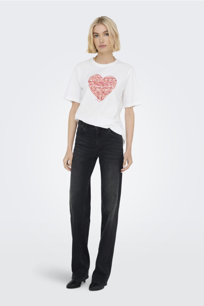 JDYANEMONE S/S PRINT TOP JRS 15343644 CLOUD DANCER/HEART